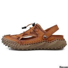 Russoo - High-Quality Mens Outdoor Mesh Sandals: Assorted Colors, Durable Construction, Comfortable Beach and Waterwear, Featuring Non-Slip Rubber Soles for Spring and Summer Adventures Work Flats Shoes, Summer Clogs, Comfortable Walking Shoes, Water Adventure, Driving Shoes, Summer Adventures, Spring Shoes, Formal Shoes, Mens Sandals