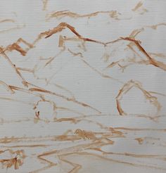 an abstract painting of mountains with brown paint