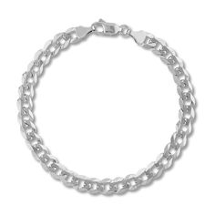 Crafted of 14K white gold, this bold solid Cuban link bracelet has 6.7mm links that shine with perfect luster, making it a stylish addition to any outfit. The 8.5-inch bracelet secure with a lobster clasp. Gold Credit Card, Cuban Link Bracelet, Jared The Galleria Of Jewelry, Link Chain Bracelet, Loose Stones, Cuban Link Chain, Bracelet Clasps, Cuban Chain, Cuban Link