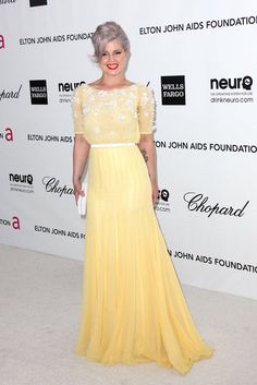 Kelly Osbourne in Georges Hobeika Couture, Elton John Oscar Party 2012 Georges Hobeika Couture, Hobeika Couture, Daffodil Yellow, Yellow Gown, Prom Dresses Yellow, Oscar Dresses, Georges Hobeika, Popsugar Fashion