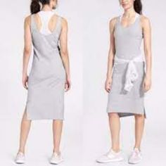 Nwt. Idk Why I Keep Buying Athleta Dresses Even Though They Don't Look Good On Me. One Of Life's Great Mysteries. Built In White Mesh Racerback Bra. Mesh Midi Dress, Athleta Dress, Grey Midi Dress, Racerback Bra, White Mesh, Gray Dress, Gray White, Grey And White, Midi Dress