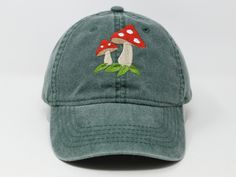 Item: mushroom embroidered baseball cap with curved brim Material: 100% cotton Size: one size fits most with adjustable back strap Embroidery: machine embordered I am also open for customization. If you want the item in different colors, please message me, it will take additional 2-3 days of handling time. Free first class shipping, upgradable priority mail service. 30 days return policy, feel confident at your purchase! Adjustable Cotton Baseball Cap With Embroidery, Adjustable Cotton Baseball Cap With Custom Embroidery, Custom Embroidered Cotton Baseball Cap, Cotton Baseball Cap With Embroidered Curved Visor, Adjustable Cotton Hat With Embroidered Patch, Casual Adjustable Baseball Cap With Custom Embroidery, Custom Embroidery Adjustable Baseball Cap With Curved Bill, Adjustable Baseball Cap With Custom Embroidery, Casual Baseball Cap With Custom Embroidery