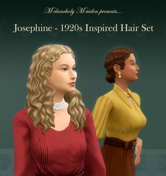 Melancholy Maiden : 1920s Inspired Hair Set 1700s Hair, Download Hair, Victorian Hairstyles, Hair Set, Sims Four, Wild Hair, Hair Setting, Ts4 Cc