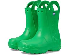 Crocs Kids Handle It Rain Boot (Toddler/Little Kid) | Zappos.com Casual Green Slip-resistant Rain Boots, Green Non-slip Rain Boots For Outdoor, Casual Green Boots For Rainy Season, Green Slip-resistant Casual Rain Boots, Casual Insulated Green Rain Boots, Casual Green Insulated Rain Boots, Casual Green Weatherproof Rain Boots, Pink Grass, Colorful Candy