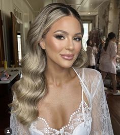 Glam Bride Makeup, Brown Eyes Blonde Hair, Love Is In The Hair, Bridal Hair Down, Glam Wedding Makeup, Glam Bride, Bridal Hair Inspiration, Bridesmaid Hair Makeup, Bridal Makeup Natural