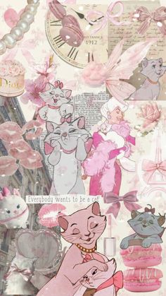 a collage of pink and white images