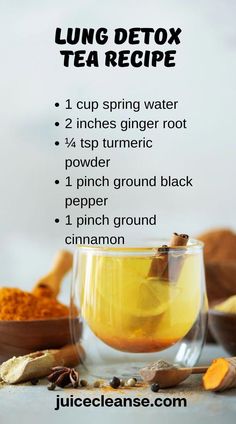 Lung Detox, Detox Tea Recipe, Healthy Drinks Smoothies, Healthy Juice Recipes, Healthy Teas, Home Health Remedies, Herbs For Health, 140 Pounds, Healthy Drinks Recipes