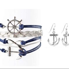 Nautical Bracelet & Earrings Set - Summer Nautical Jewelry This Gorgeous Anchor Bracelet Is The Perfect Gift For Summer With Its White And Blue Colors. Your Friend, Mom, Sister Or Daughter Will Love This Bracelet And The Meaning Behind It. 1/2 Inch Dangle Anchor Earrings Perfect Gift For Sister!! Bracelet Details: Navy, White & Blue Color Sailor Accessories, Anchor Earrings, Nautical Bracelet, Sister Bracelet, Anchor Charm, Anchor Bracelet, Nautical Jewelry, Nautical Anchor, Gift For Sister