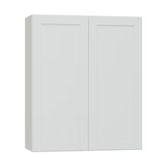 a white wall cabinet with two doors