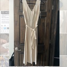 Nwt. Women’s Linen Cream Striped Jumpsuit. Size: Small/Medium. Never Worn. Cream Jumpsuits And Rompers For Spring Beach Outings, Cream Jumpsuits And Rompers For Summer Beach, Summer Cream Jumpsuits And Rompers For Beach, Chic Cream Jumpsuits And Rompers For Vacation, Cream Sleeveless Jumpsuit For Day Out, Sleeveless Cream Jumpsuit For Day Out, Fitted Cream Jumpsuits And Rompers For Beach, Fitted Cream Jumpsuit For The Beach, Fitted Cream Jumpsuit For Beach