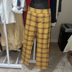 Brand New With Tag Yellow Plaid Pants, Yellow Plaid, Plaid Pants, Pants Color, Pant Jumpsuit, Anthropologie, Straight Leg, Pants For Women, Size 4