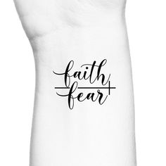 Faith Over Fear Cross Temporary Tattoo / Feminine Cursive | Etsy Faith Over Fear Tattoo, Faith Tattoo Designs, Fear Tattoo, Tattoo Over Scar, Biblical Tattoos, Cursive Tattoos, Faith Tattoo