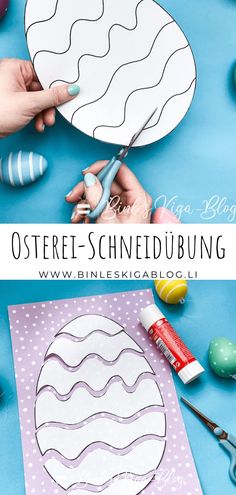 Im Moment rast die Zeit ja wahnsinnig und in zwei Wochen ist schon OsternVielleicht bist du ja noch auf der Suche nach einer schnellen Bastelidee zu OsternDann zeige ich dir diese Osterei-SchneidübungDaraus kannst du auch tolle Karten basteln. Kindergarten Portfolio, Creative Birthday Cards, Easter Preschool, Shapes Preschool, Kindergarten Crafts, Easter Activities, Easter Crafts For Kids, Montessori Activities, Craft Activities For Kids