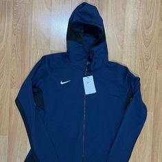 Nike Dri-Fit Basketball Showtime Full Zip Jacket Hoodie Navy Cq0335-419 Women’s Size Medium Brand New With Tag Nike Blue Outerwear For Fall, Blue Nike Outerwear For Fall, Nike Long Sleeve Navy Track Jacket, Blue Fitted Long Sleeve Hooded Jacket, Blue Sporty Outerwear For Work, Blue Long Sleeve Track Jacket For Workwear, Blue Long Sleeve Track Jacket For Work, Blue Long Sleeve Track Jacket, Blue Fitted Hooded Jacket For Fall