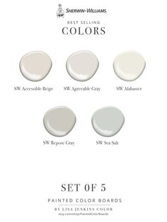 the best selling paint colors for your home in 5 different shades, from white to light gray