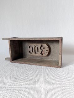 an old wooden box with the word ride carved into it's bottom and inside