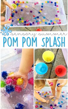 an easy pom pom splash activity for toddlers