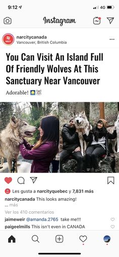 an instagram page with two pictures of people and their dogs, one is being petted