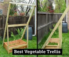 two pictures showing the different stages of vegetable trelliss and how to use them