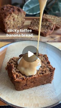 a banana bread is being drizzled with icing