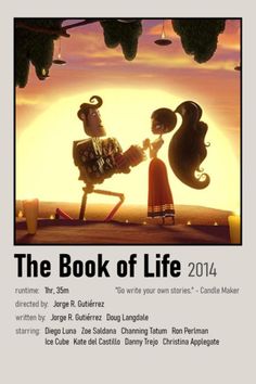 the book of life poster with an image of a man and woman holding each other's hands