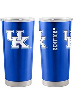 two blue tumblers with the los angeles dodgers on them