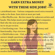 a woman holding a sign that says earn extra money with these side jobs, and the text below reads earn extra money with these side jobs