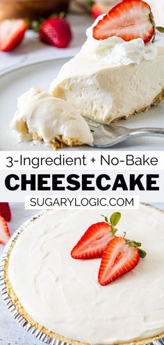 no bake cheesecake with fresh strawberries on top