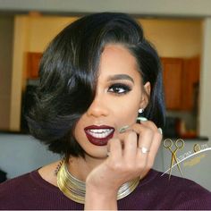 Love!! Black Woman Bob Hairstyles, Woman Bob Hairstyles, Bijoux Aesthetic, Anthony Cuts, Beauty Bomb, Black Haircut Styles, Short Bob Hairstyles, Hair And Makeup