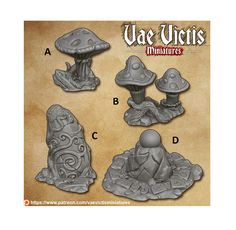 some very cute little statues on a piece of paper with the words vae victs miniatures