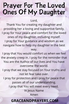 prayer for the loved ones of my daughter