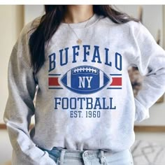 Vintage Buffalo Football Sweatshirt Bills Vintage Style Shirt Bills Football Buffalo Football, Bills Football, Boston College, Football Vintage, Tshirt Design Inspiration, Football Stuff, Football Sweatshirt, Tshirt Ideas, Tshirt Design