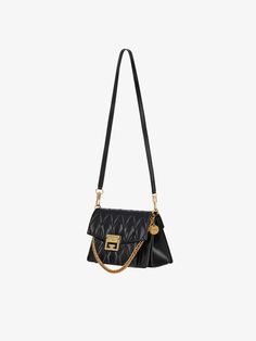 GIVENCHY SMALL GV3 BAG IN DIAMOND  QUILTED LEATHER SHOULDER BAG BB501CB08Z-001 Givenchy Paris, Diamond Pattern, Metal Chain, Black Diamond, Antique Gold