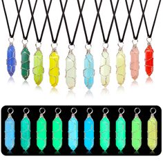 PRICES MAY VARY. GLOW IN THE DARK -- Our natural crystal pendants with special design which will glow in the dark after exposing to the natural or artificial light, will add more charm and personality to your apparels. PREMIUM MATERIAL -- These bullet shaped pendants are made of natural crystal quartz stone, safe and reliable, smooth to touch, sturdy and durable for long time wearing. WIDE APPLICATION -- These luminous hexagonal stone pendants are great accessories for various jewelry making, su Dark Crystal, Crystal Pendants, Artificial Light, Pendant Necklace Silver, The Dark Crystal, Crystal Pendant Necklace, Lucky Charms, Moonstone Necklace, Crystal Necklace Pendant