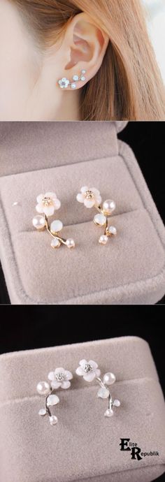 Flower earrings خواتم خطوبة, Clothing Shopping, Trendy Jewerly, Swim Wear, Simple Jewelry, Accessories Jewelry