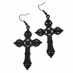 Large Ornate Cross Earrings. **Modeled Picture Is Of The Same Earrings In Silver - Available Under A Separate Listing** Cb159 #Crossearrings #Gothic Jewelry Accessories Fashion Punk #Cross #Newjewelry New Gift Goth Crosses #Goth Religious Christian Catholic Church Crosses Alternative Aesthetic Large Big Dangle Drop Png Accessories, Alternative Aesthetic, Gothic Cross, Gothic Crosses, Gothic Earrings, Mens Accessories Jewelry, Cross Earrings, Gothic Jewelry, Accessories Jewelry Earrings