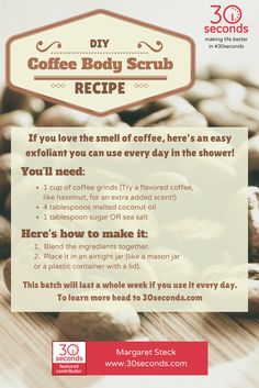 Coffee Body Scrub Recipe, The Smell Of Coffee, Coffee Body Scrub, Alcohol Free Toner, Coffee Grinds