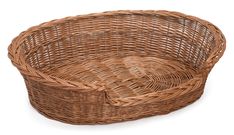 an empty wicker basket on a white background