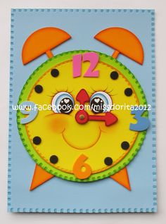 a clock made to look like a cartoon character with numbers on the face and hands