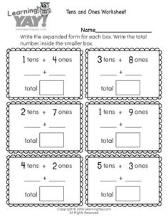 printable worksheet for addition and subtraction to teach numbers 1 - 10