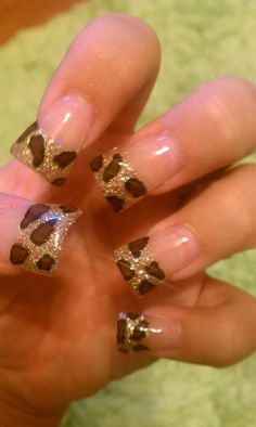 ☮✿★ NAILS ✝☯★☮ Mcbling Nails, White French Tips, Flare Nails, Reverse French, Glitter Polish, Duck Feet, Nails Glossy, Cheetah Nails, Lil Bro