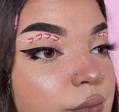 Day Eye Makeup, Makeup Charts, Faux Piercing, Cute Eye Makeup, Makeup Face Charts, Instagram Heart, Heart Rings, Valentines Makeup, Unique Makeup