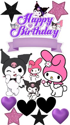 a birthday card with cartoon characters and stars