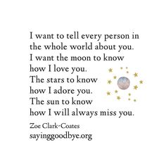 a quote with stars on it that says i want to tell every person in the whole world