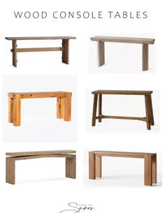 wood console tables with different angles and sizes