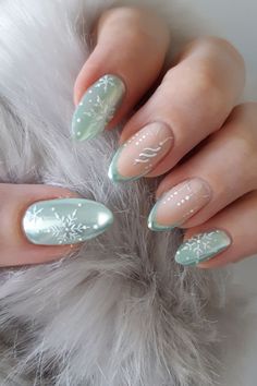 Snow Nails Design, Icy Blue Snowflake Nails, Periwinkle Christmas Nails, Frosty Nails Winter Wonderland, Baby Blue Holiday Nails, Summer Nails That Go With Everything, Snow Gel Nails, Frosted Christmas Nails, Winter Nail Ideas White