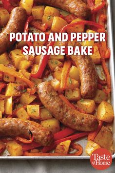 the cover of potato and pepper sausage bake