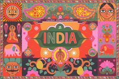 India Wallpaper Pc, India Tourism Illustration, Cultural Fest Logo, Indian Culture Illustration, Indian Pop Art, Indian Graphic Design, Indian Poster, Illustration Indian, India Poster