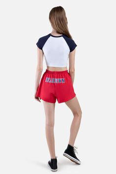 The Soffee Shorts! Trendy booty shorts with an elastic waistband and side pockets. SIZING AND DETAILS Sizing: XS-XXL Elastic waistband Side Pockets 95% Cotton, 5% Spandex Screenprint logo application P.S. We’d love to see you repping this style! Make sure to tag us (@hypeandvice) to be featured :) High-waisted Cotton Shorts For Gym, Sporty High Waist Cotton Athletic Shorts, Sporty High-waist Cotton Athletic Shorts, Sporty Red Biker Shorts With Built-in Shorts, High Waist Cotton Sports Shorts, Sporty High Waist Cotton Shorts, Cheerleading Athleisure Shorts, Short Bottoms For Cheerleading, Summer Cheerleading Bottoms With Elastic Waistband