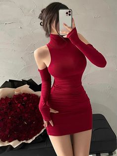 Sleeveless Skinny Mini Dress Party Tank Top, High Neck Bodycon Dress, Dress High Neck, Mini Robes, Body Con Dress, Hip Dress, 가을 패션, Neck Lace, Sleeveless Mini Dress